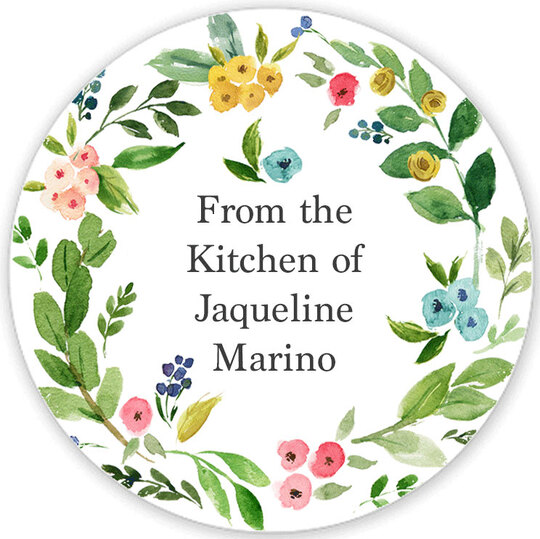 White Bud Wreath Kitchen Round Stickers